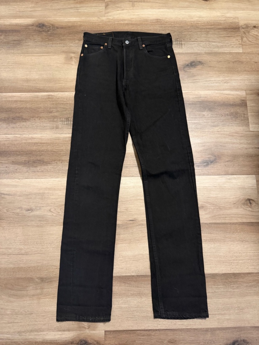 Vintage 90s Levi’s 501 Button Fly Jeans USA 30x36 Black Denim Fit True
